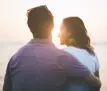 happy couple in sunset