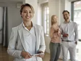 Couple viewing an apartment with a real estate agent